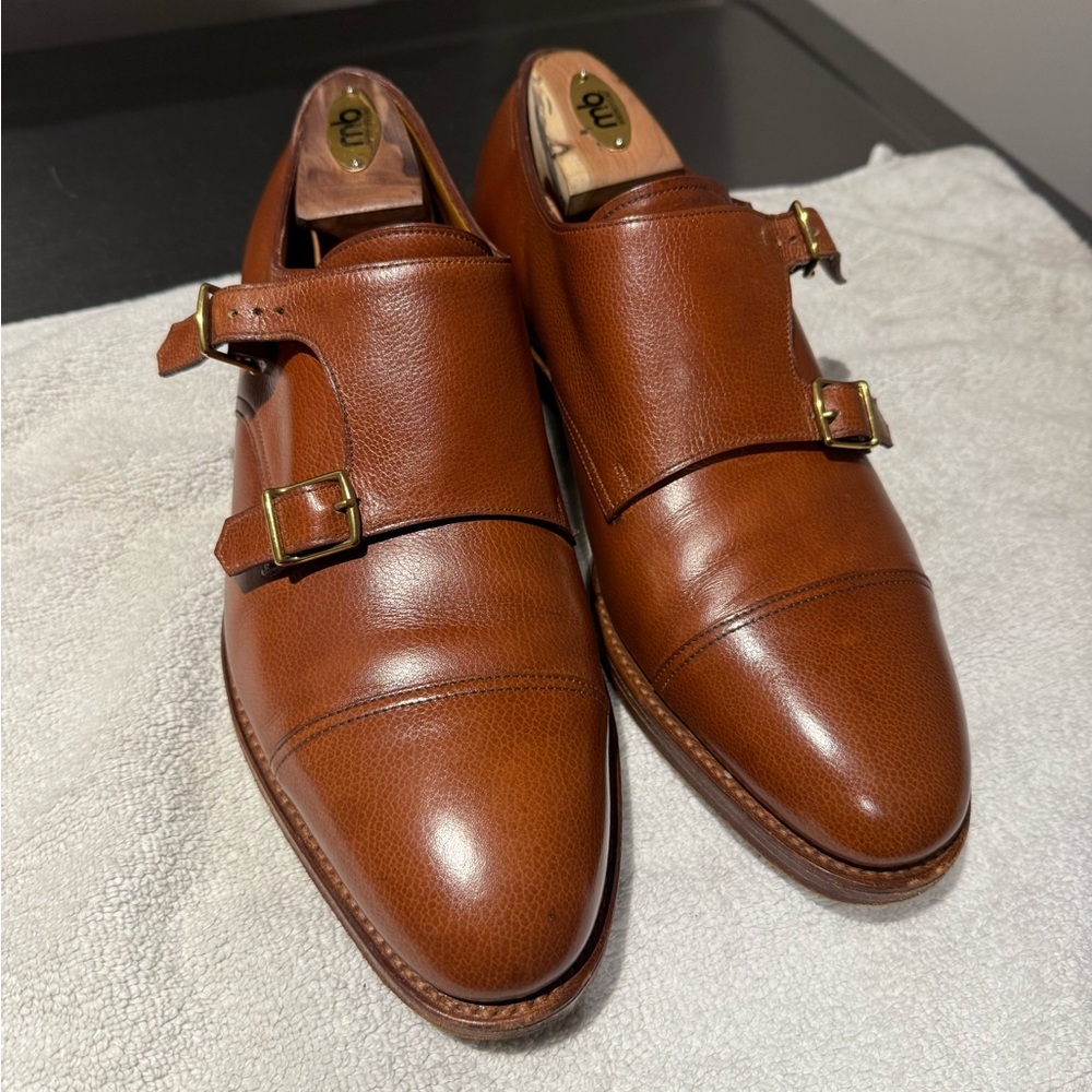 John Lobb William Double Monkstrap in Buffalo Tan size 9E